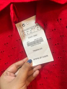 imported Red Ruffled Mini Dress new with tag unuse