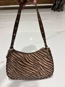 Westside Zebra Print Shoulder Bag with Studs