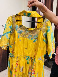 Vibrant Yellow Embroidered shrara set