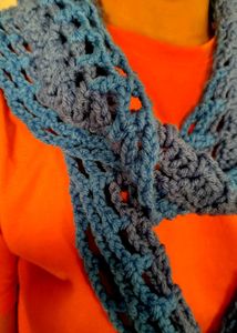 **Elegant Blue Crochet Muffler/Fashionablw