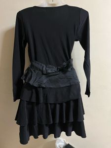 Black Ruffled Long Sleeve Dress