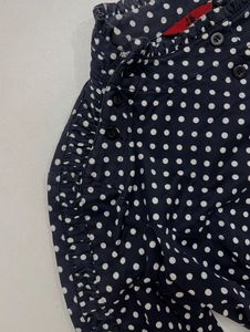 Vintage Navy Blue Polka Dot Peplum Top