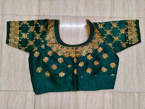 Sea Green Net embellished Saree