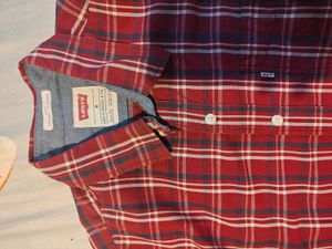Classic Red Plaid Button-Up Shirt,M size