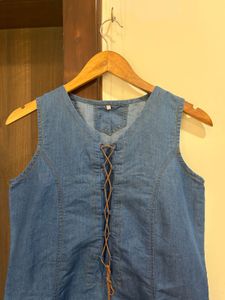 Denim Lace-Up Dress