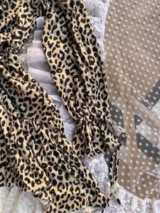 Leopard Print V-Neck Ruffle Dress