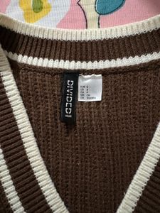 Brown V-Neck Sweater Vest