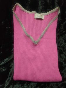 Pink Glitter Trim Top - Size Small