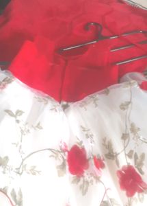 Bright Red And White    Party Weare Frock
