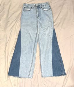 Unique Two-Tone Wide Leg Jeans