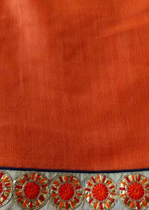 Vibrant Orange Saree with Embellished Border( only