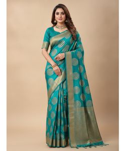 Elegant Teal Silk Brocade Fabric