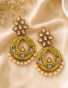 Elegant Yellow Floral Dangle Earrings