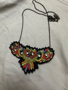 Beaded Owl Pendant Necklace