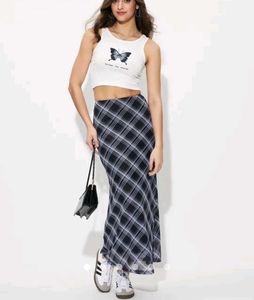 Plaid Straight Skirt