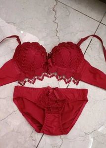 Women's Honeymoon Hot Lacy Red Bra &amp; Panty Set