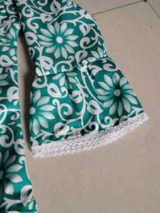 Beautiful Teal Floral Print Kurta