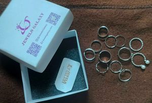 Silver Medium Size 12 Rings For Girls