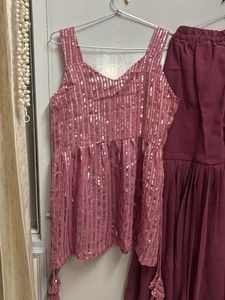 Pink Sequin Top &amp; Sharara Set