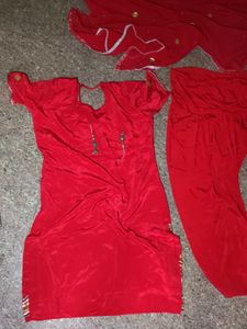 silk red shlwar suit &amp;dupttta