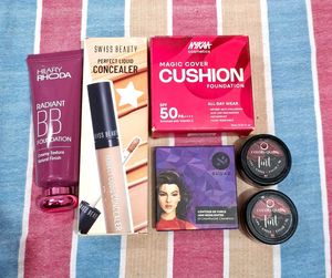 foundation, concealer, highlighter, tint