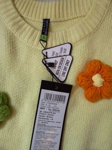 Cute Yellow Floral Knit Sweater