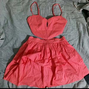 Coral Cutout Mini Dress