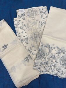 Elegant White Floral Kurta Set Piece