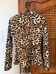 Leopard Print Turtleneck Top
