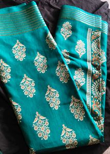 Teal Floral Saree