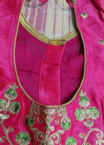 Beautiful green saree and pink blouse
