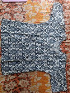 Navy Blue Printed Short Kurti
