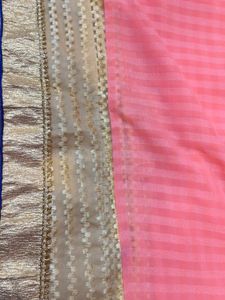 Party Wear Saree With Pink &amp; Golden Combination
