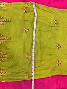 Stunning Lime Green Kurta Set with Red Dupatta