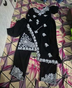blue Embroidered Kurta Set