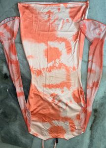 Beach Cover up Sleeve Tie-Dye Mini Dress