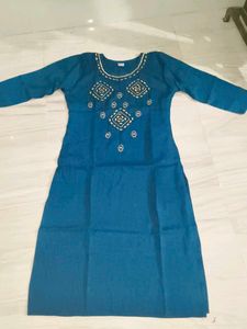 Teal mirror Embroidered Kurta
