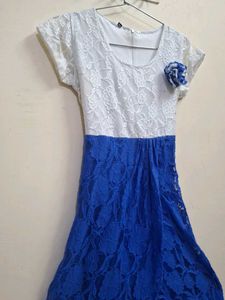 White &amp; Blue Lace Dress