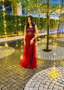 Designer Skirt And Top With Stone Work. Party Wear