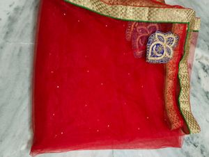 Red Embellished Dupatta