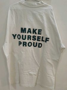 White Oversized T-Shirt with Heart Graphic