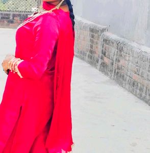 Vibrant Red Kurta Set with Dupatta
