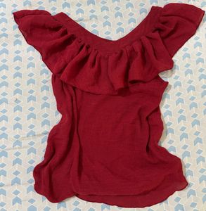Chic Red Ruffle Top