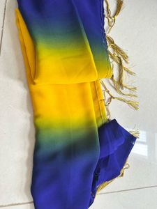Stunning Ombre Blue &amp; Yellow Georgette Saree