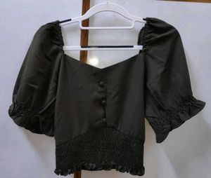 Stylish Puff Sleeve Smocked Top- 40 Bust
