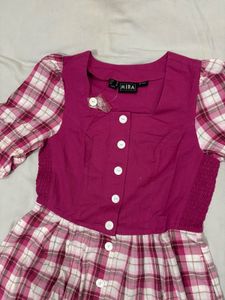 Chic Pink Plaid Button-Up Midi Dress