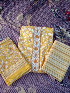 Yellow Floral Kurta with Embroidered Panel