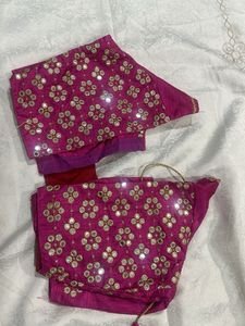 Embroidered Pink Blouse with Mirror Work