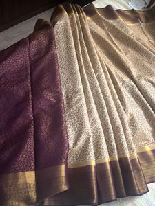 Banarasi-weave synthetic brocade sari