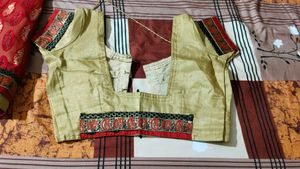 designer red and cream sari with blouse